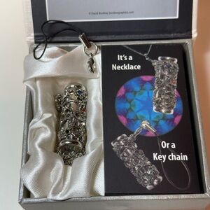 NIB Silver Necklace or Key Chain with Gem Accents Kaleidoscope